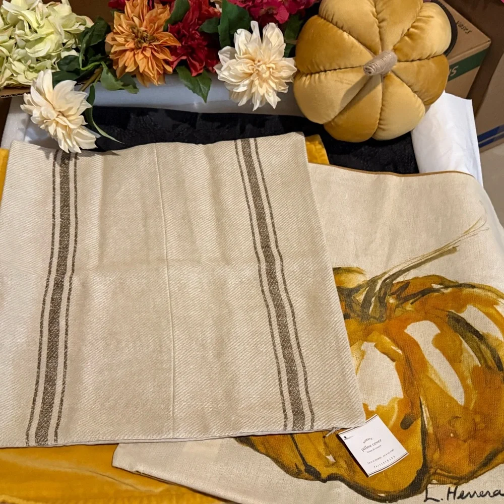 New Pottery Barn Linen Pieced Grainsack Stripe Pillow Cover, 18” - Picture 3 of 14